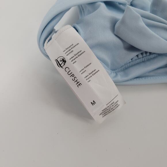 Cupshe Light Blue Tie Back Racerback Swim Top M - Picture 4 of 5